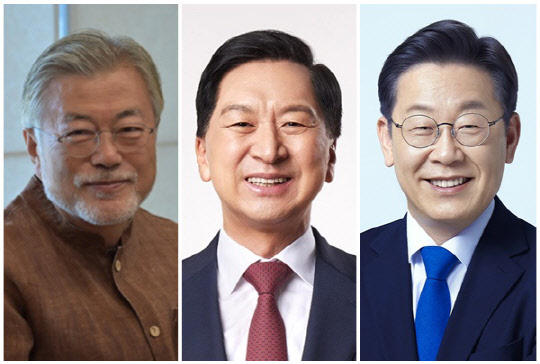 (왼쪽부터) 문재인 전 대통령, 김기현 국민의힘 의원, 이재명 더불어민주당 대표. <민주당 제공, 김기현 의원실 제공>